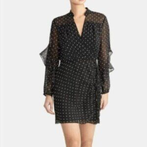 NWT Rachel Roy Black & White Polka-Dot Ruffle Dressy Dress 10